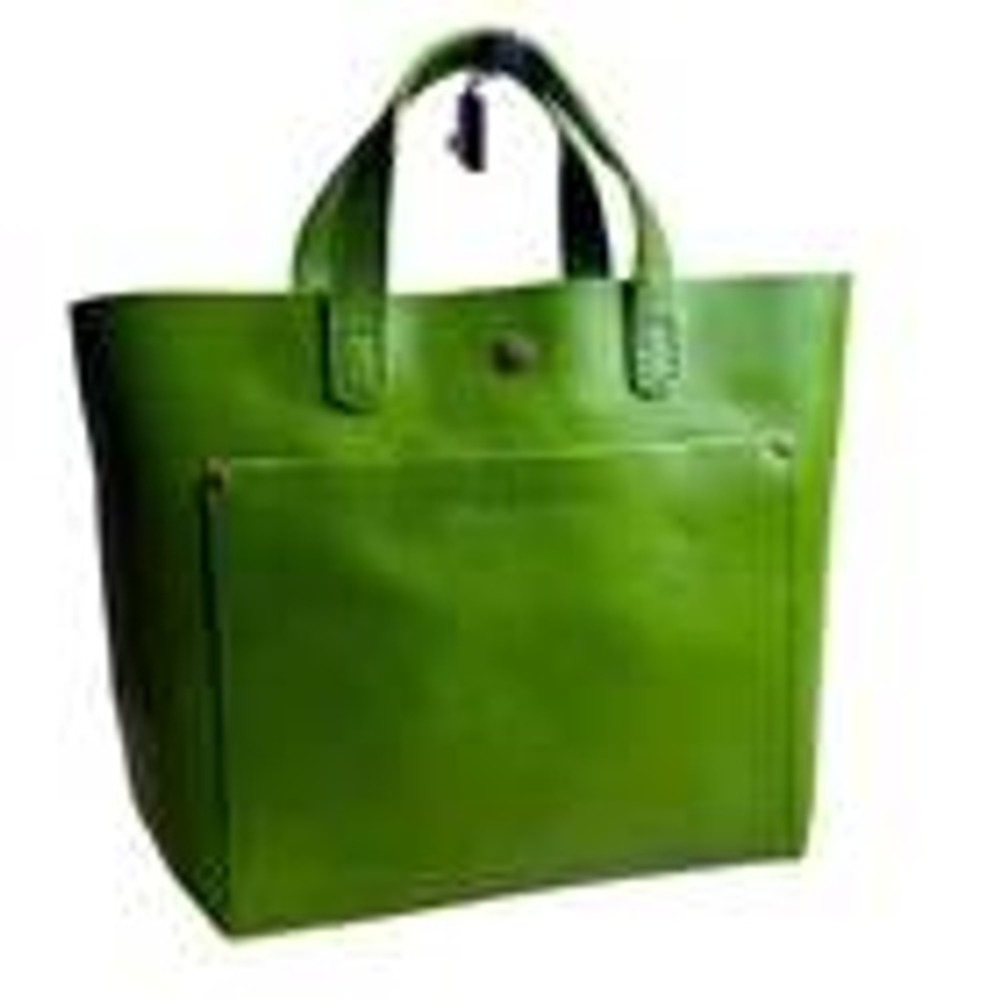 RARE Portland Leather Goods Mini Crossbody Tote Bag Green Apple Lime Handbag NEW